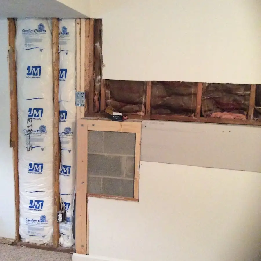 Wall insulation replacement during Basement Flood Cleanup in Baldwin City